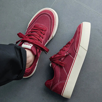 Tênis Masculino Casual Esportivo Retrô de Lona Respirável com Sola de Borracha e Costuras Coladas para Primavera/Outono