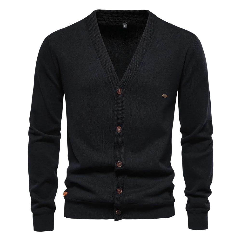Aiopeson 2024 novo outono algodão cardigan camisola masculina casual único breasted cor sólida de alta qualidade camisola de algodão masculino