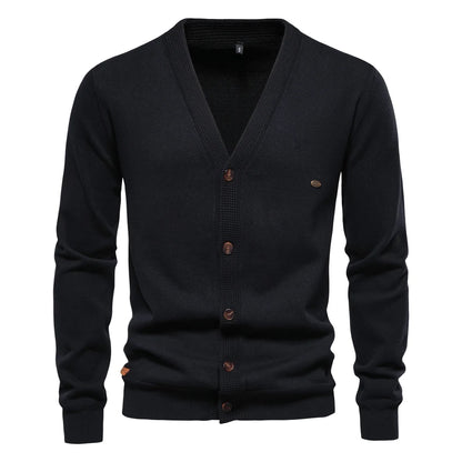 Aiopeson 2024 novo outono algodão cardigan camisola masculina casual único breasted cor sólida de alta qualidade camisola de algodão masculino