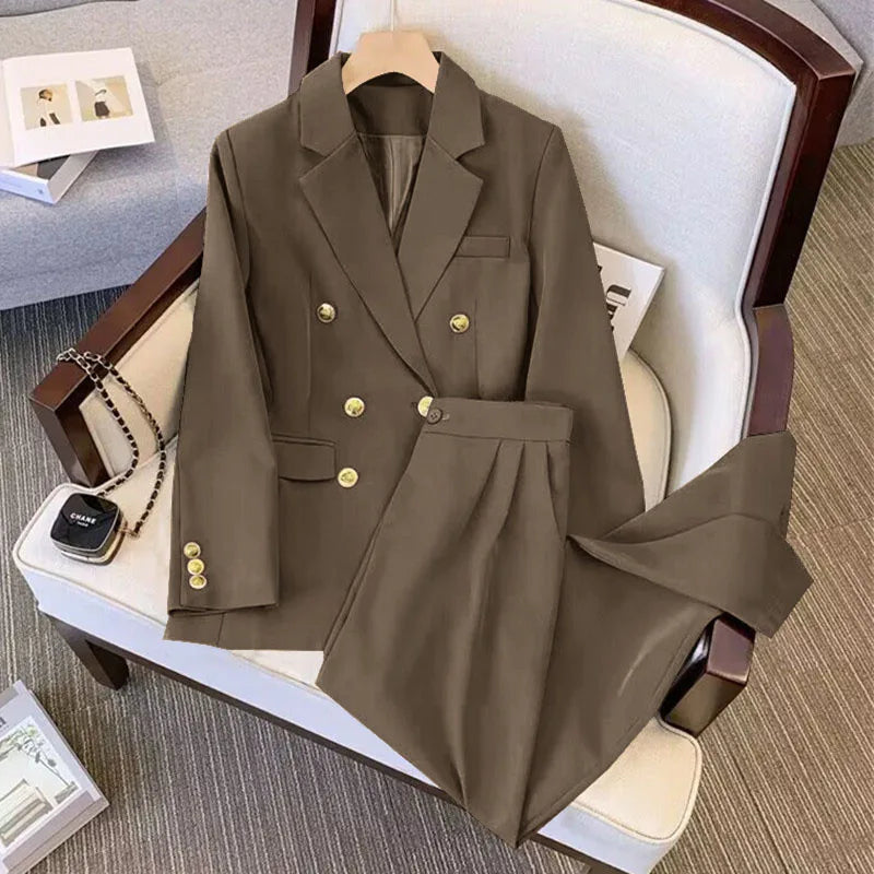 Conjunto de Duas Peças Feminino Outono 2026: Blazer e Calça Elegante e Casual para Mulheres