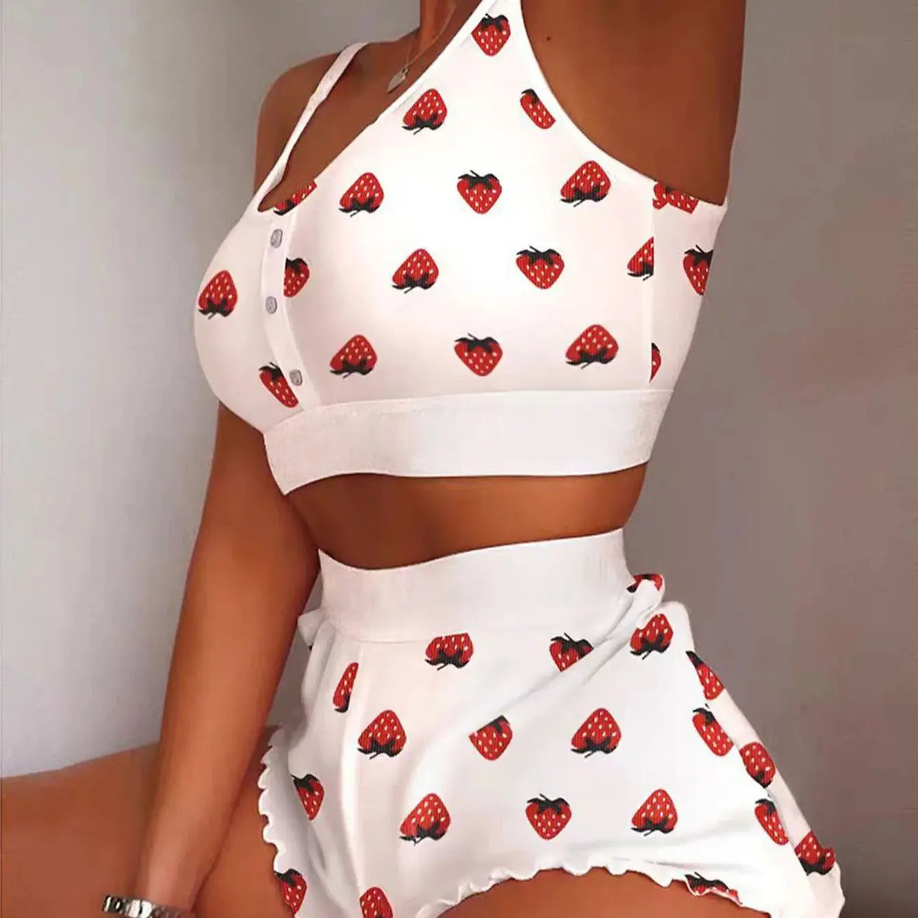 2 peças conjunto de pijama feminino shorts terno impressão múltipla roupa interior sexy lingerie camisolas tanques noite senhoras loungewear homewear