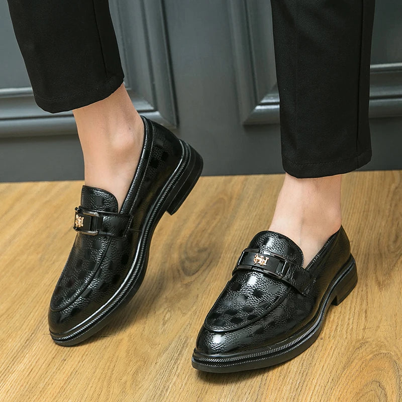Sapatos sociais masculinos clássicos, sapatos formais de couro, de alta qualidade, casuais, para negócios, casamento, mocassins de escritório