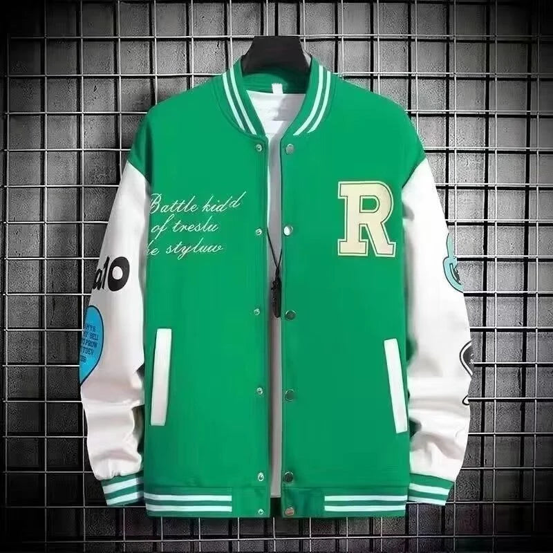 Carta bordada blusão masculino jaqueta de beisebol primavera novo estilo coreano harajuku hip-hop streetwear botão jaqueta universitária