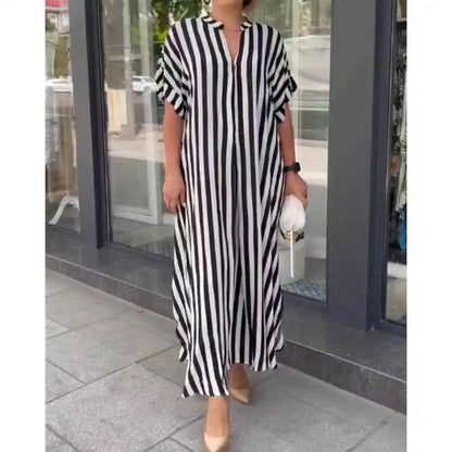 Cardigã Feminino Curto Listrado com Fenda Lateral, Cintura Solta, Manga Regular, Estilo Urbano, Moda Inverno, Vestido Feminino