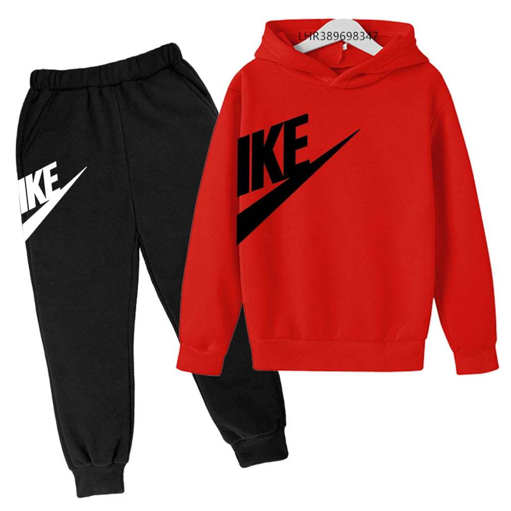 Conjunto de Moletom Estiloso para Crianças de 3 a 12 Anos, Casaco Esportivo de Manga Longa para Meninos e Meninas, Top + Calças