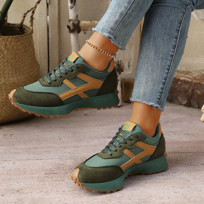 Tênis esportivo feminino da moda, modelo plataforma casual para atividades ao ar livre, com sola grossa, ideal para caminhadas e exercícios. Tênis robusto para mulheres.