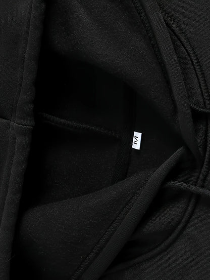 Conjunto de 2 Peças para Homens: Moletom com Capuz e Estampa de Letras, Calças Jogger com Cordão e Bolso, Roupas Casuais para Esportes ao Ar Livre