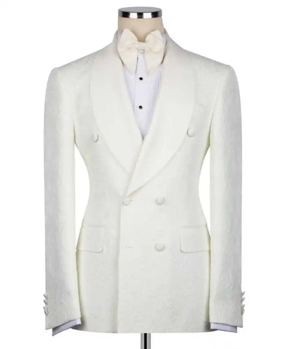Ternos de Casamento Nobres: Conjunto de 2 Peças em Jacquard para Homens, com Lapela Xale e Abotoamento Duplo, Blazers de Noite para Noivos Personalizados