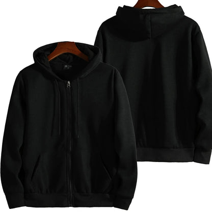 Moletom de manga comprida masculina e feminina, capuz com zíper, calçados esportivos monocromáticos, roupas casuais, outono, inverno, moda