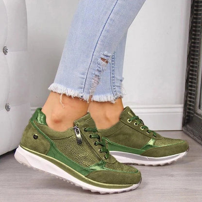 Tênis Anabela Feminino, Sapatos Vulcanizados com Lantejoulas, Sapatos Shake, Tênis Esportivos Femininos da Moda, Calçados Femininos