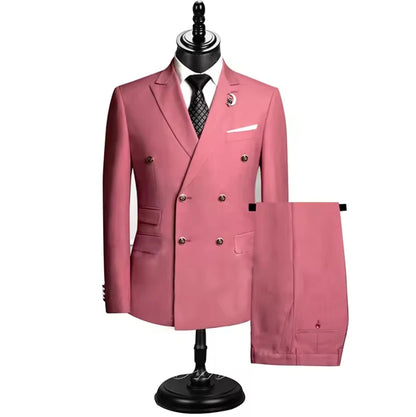 2025 ternos para homens novo estilo (blazer + calças) duplo breasted banquete de casamento/hosting/festa 2 peças blazer calças vestido