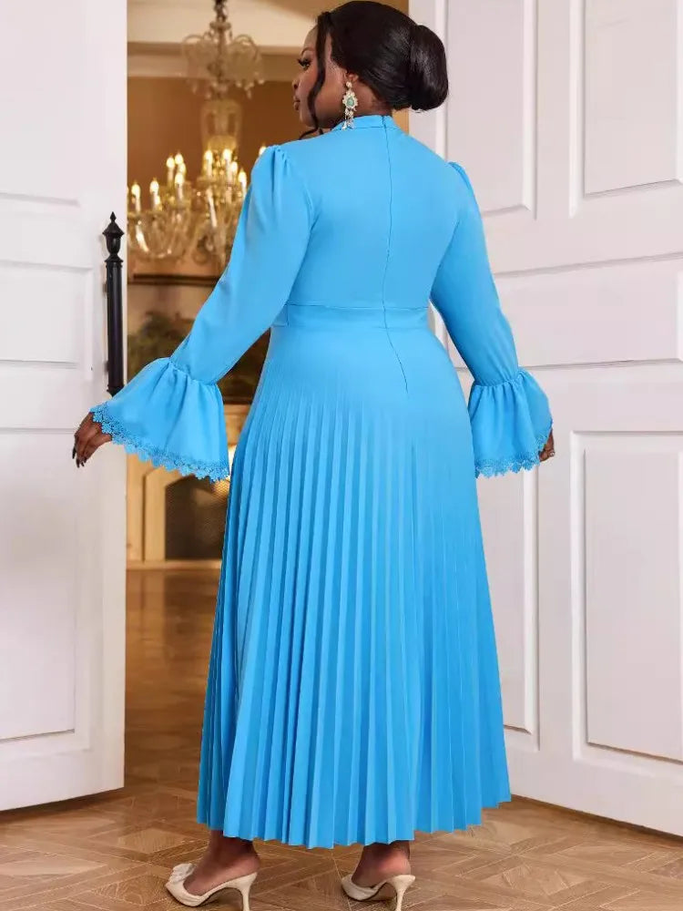 Plus Size African Party Dress For Women Autumn Winter New Fashion Dashiki Ankara Wedding Gowns Elegant Turkey Muslim Maxi Dress