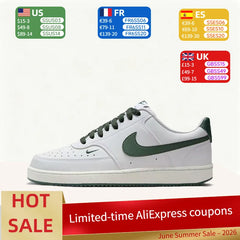 Tênis NikeCourt Vision Low Classic, versátil, confortável, durável e leve, para skate, feminino, branco/verde FV9952-101