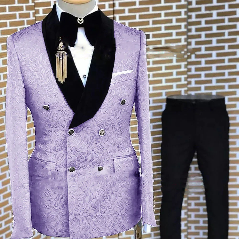 Terno floral formal masculino, smoking elegante, blazer bonito, jaqueta cinza, calça, festa de casamento, noivo, conjunto de 2 peças