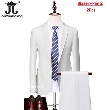 M-6XL 15 Cores (Jaqueta+Colete+Calças) Trajes Formais para Escritório Masculinos Vestido de Casamento para Noivos Vestido de Festa Terno de Cor Sólida
