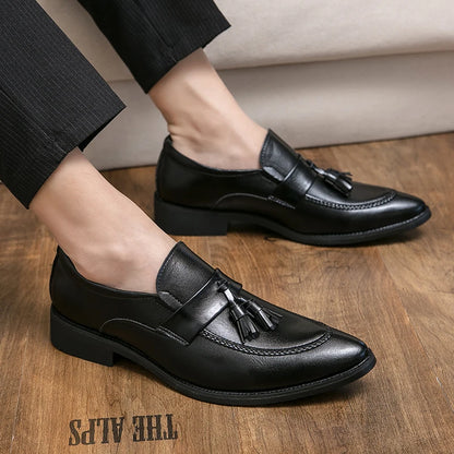 Sapatos de condução de borla masculino, sapatos deslizantes, vestido de casamento, preto, marrom, confortável, na moda, Oxford, masculino