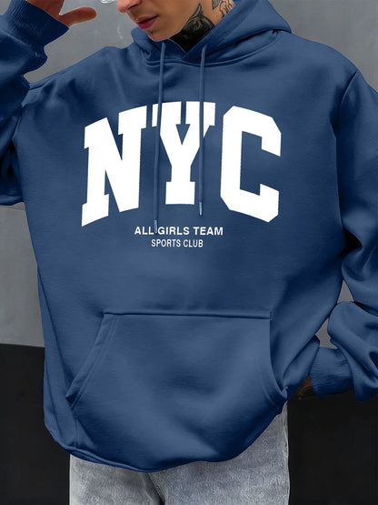 New York City Letter Eye-Catching Printed Man Hoodies Soft Casual Hoody Autumn Sportswear Fleece Hip Hop Tops Fashion Clothing