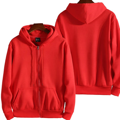 Moletom de manga comprida masculina e feminina, capuz com zíper, calçados esportivos monocromáticos, roupas casuais, outono, inverno, moda