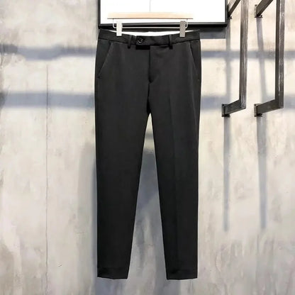 Calças Masculinas Casuais Estilo Japonês Verão 2022 Nova Tendência Marca Elegante com Caimento Fluido e Corte Reto Solto Comprimento 7/8