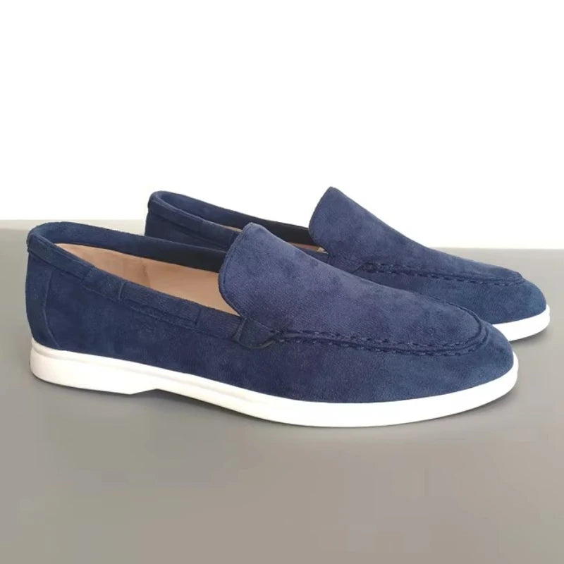 Moda clássico camurça mocassins de couro masculino sapatos casuais marca luxo respirável deslizamento em sapatos de condução mocassins