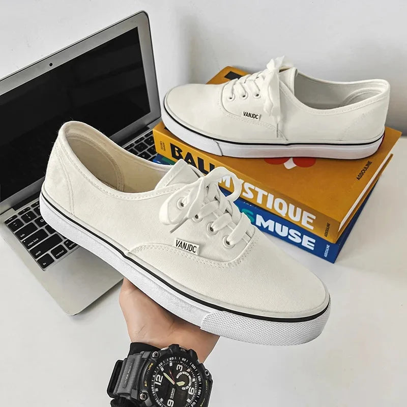 Primavera novos sapatos de lona clássicos masculinos respirável casual versátil estilo hong kong versão coreana pequenos sapatos de placa de público