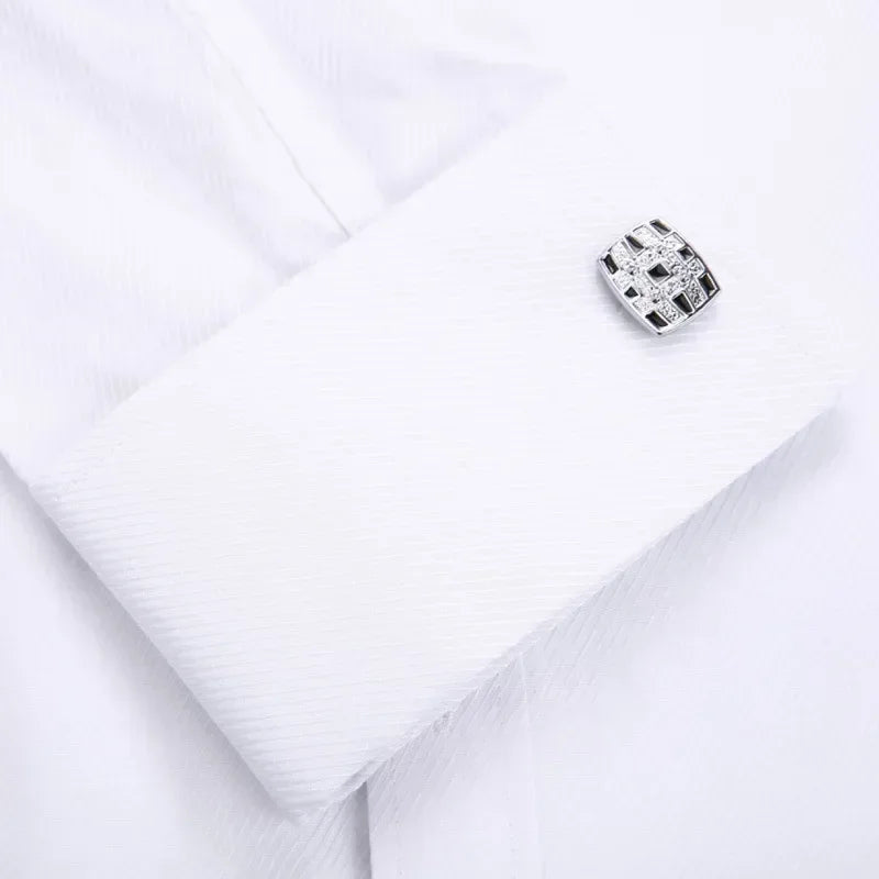 Qualidade frança abotoaduras homens vestido camisas botão turndown colarinho respirável fino ajuste festa de casamento smoking camisas hombre