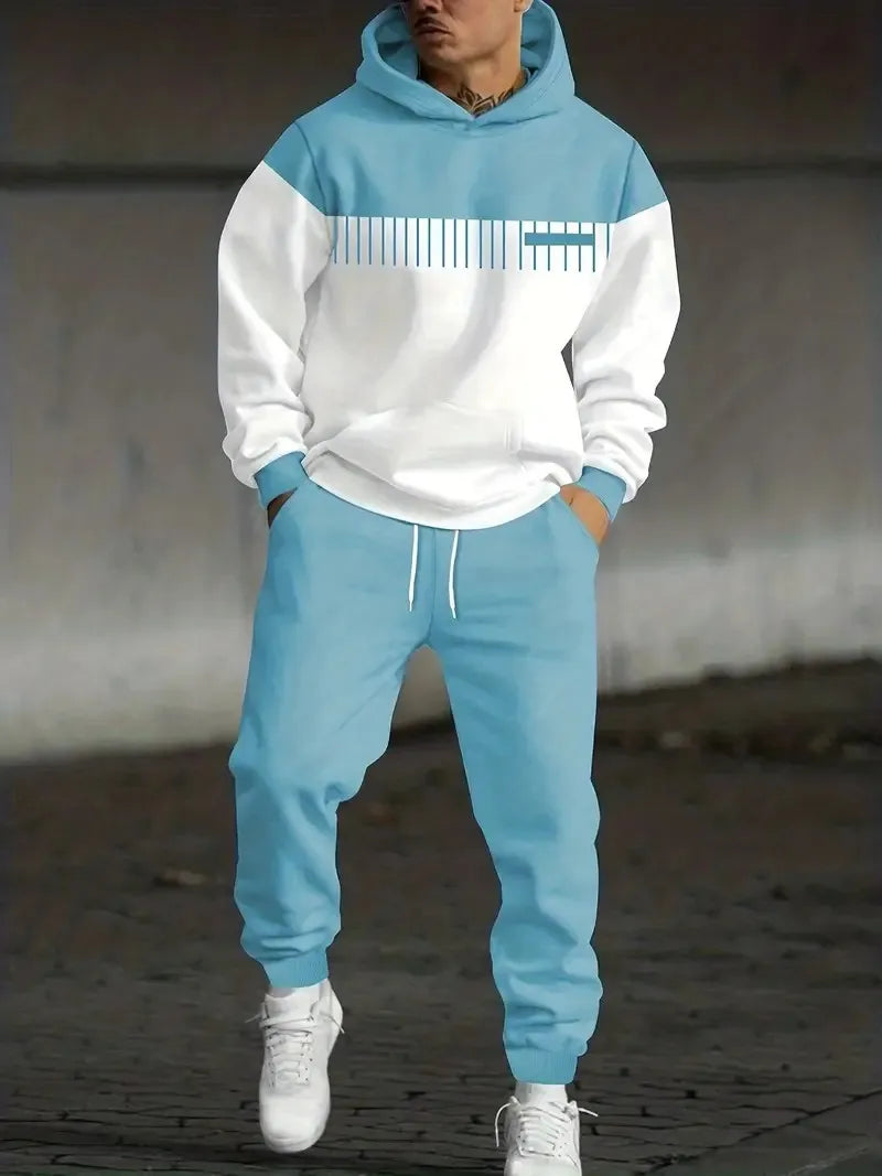 Conjunto Masculino 2026: Moletom com Capuz e Calça Jogger Estampados Digitalmente – Agasalho Esportivo Casual de Verão com Estampa Gráfica (2 Peças)