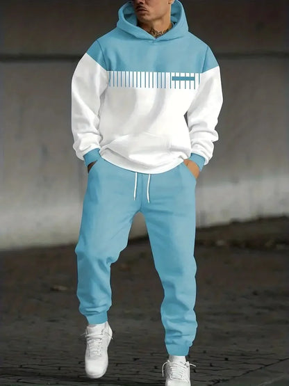 Conjunto Masculino 2026: Moletom com Capuz e Calça Jogger Estampados Digitalmente – Agasalho Esportivo Casual de Verão com Estampa Gráfica (2 Peças)