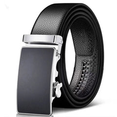 Cinto de couro pu com fivela automática de negócios da moda, alças de cintura de couro de camada superior masculina, calças cargo jeans cintura de alta qualidade