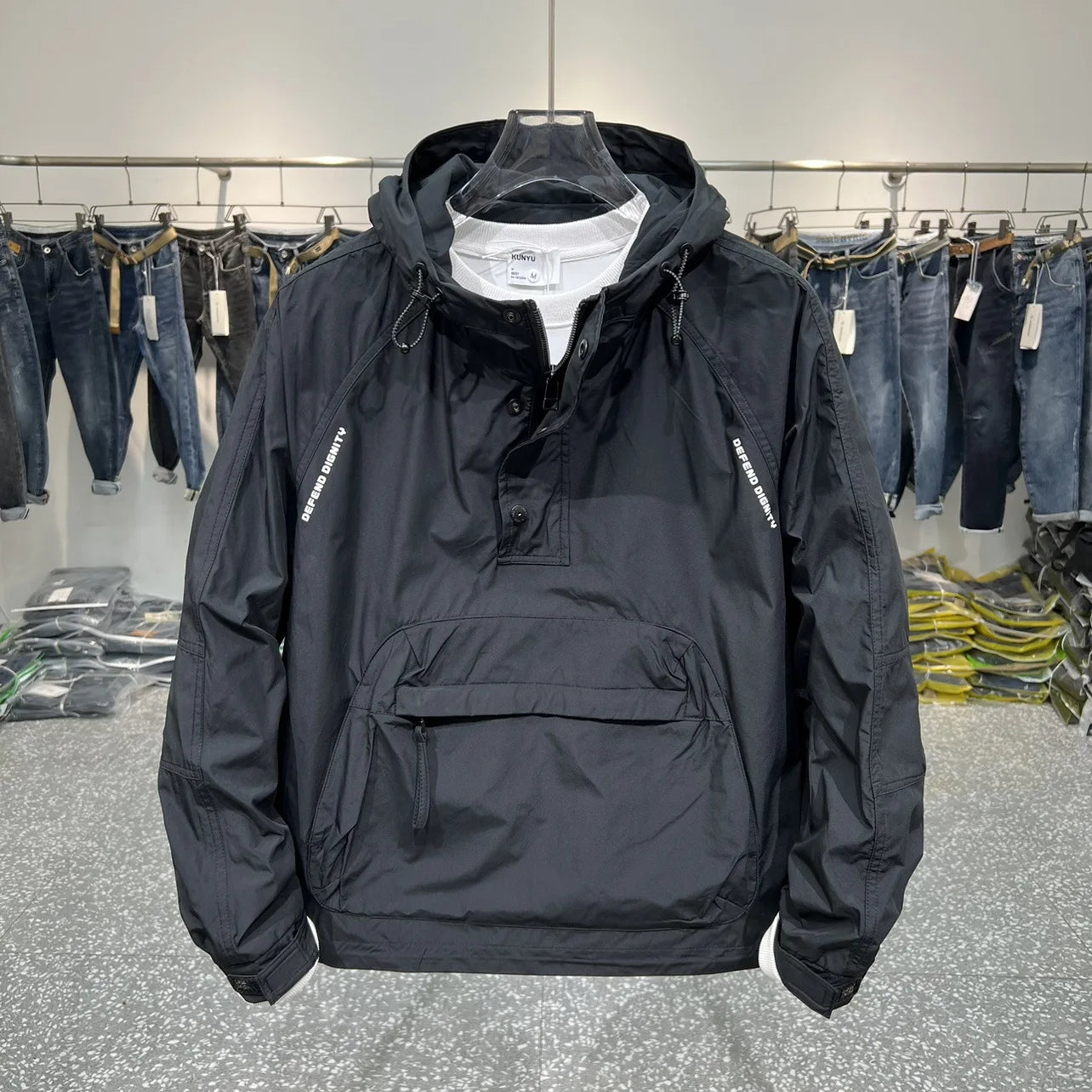 Men's Fashion Long Sleeve Hooded Jacket Casual Outerwear with Zipper Pockets Outdoor Work Jacket Bomber Baseball Jacket