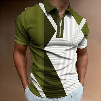Camisa polo masculina listras manga curta camiseta masculina respirável topos negócios turn down collar streetwear marca de luxo alta qualidade