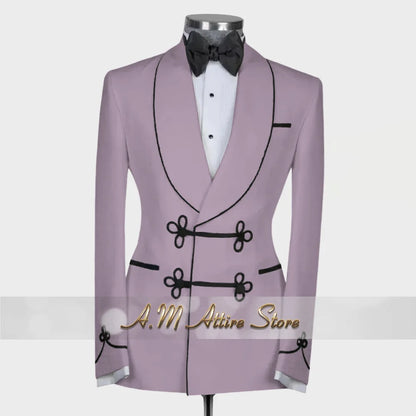 Ternos extravagantes masculinos, conjunto de 2 peças, xale, lapal, botão floral, jaqueta, calças, ajuste fino para casamento, coquetel, bola, jantar, vestido de festa, presentes