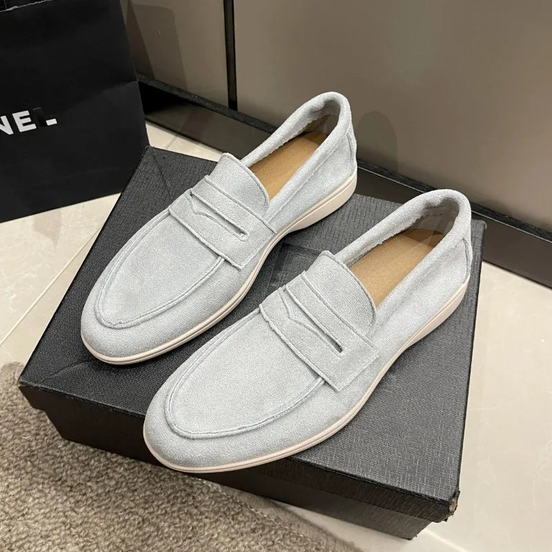 Mocassins deslizantes estilo britânico para mulheres, mulas respiráveis, sapatos baixos confortáveis, designer retrô, primavera de 2022