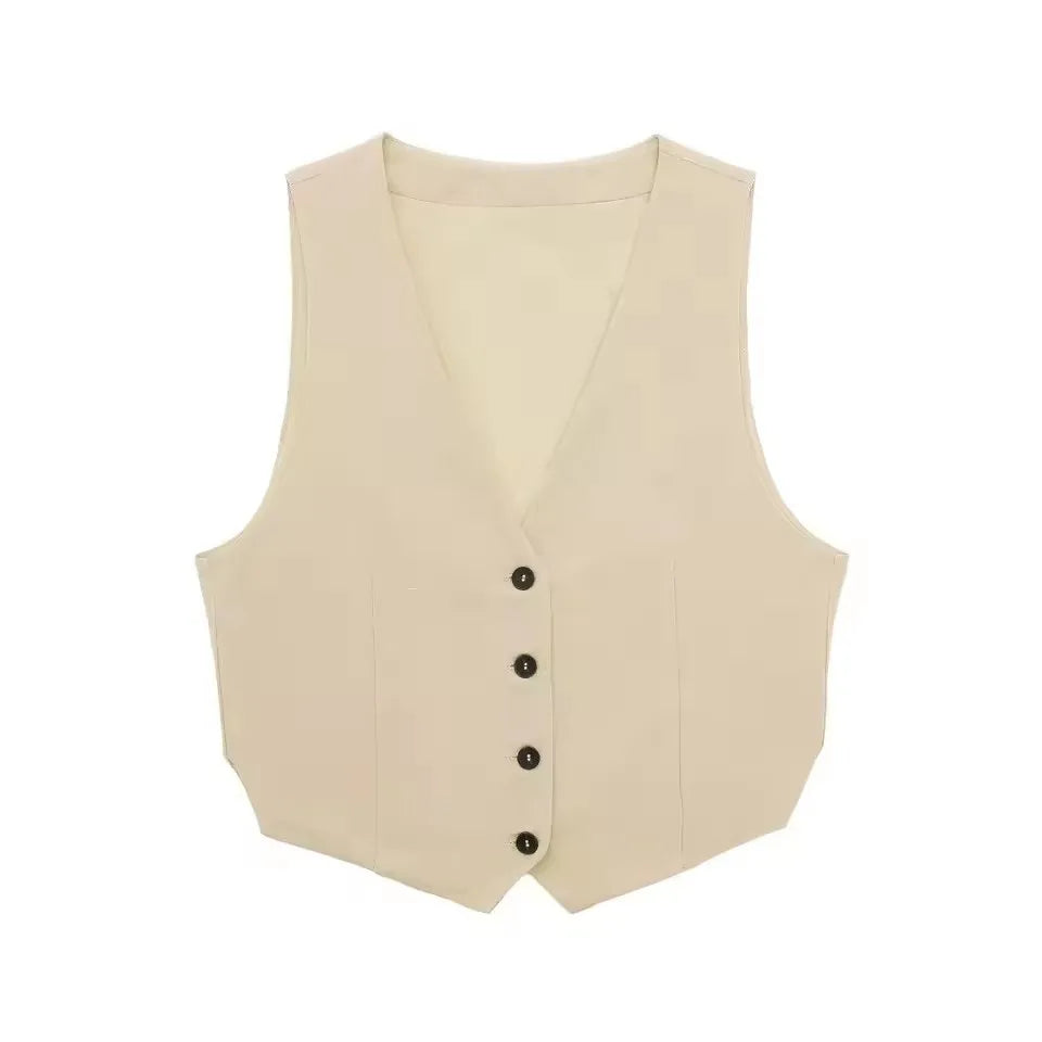 Conjunto Casual Feminino HH de 2 Peças, Top de Alça em V e Calças Slim de Cintura Alta, Roupas Casuais para Escritório e Uso Diário
