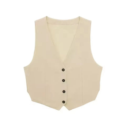 Conjunto Casual Feminino HH de 2 Peças, Top de Alça em V e Calças Slim de Cintura Alta, Roupas Casuais para Escritório e Uso Diário