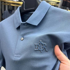 Camisa polo de manga curta para homens, 100% algodão, high-end, respirável, marca de luxo, bordado, moda, verão, 2024