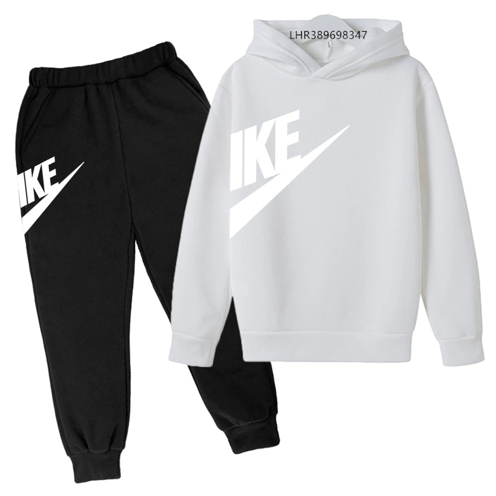 Conjunto de Moletom Estiloso para Crianças de 3 a 12 Anos, Casaco Esportivo de Manga Longa para Meninos e Meninas, Top + Calças