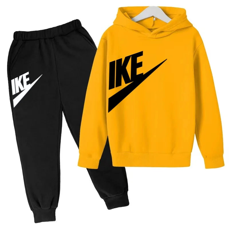 Conjunto de Moletom Infantil de Outono com Letras, Pulôver Esportivo para Crianças de 3 a 12 Anos, Casaco + Calças, Presente de Aniversário para Meninos e Meninas, Roupas de Lazer e Moda