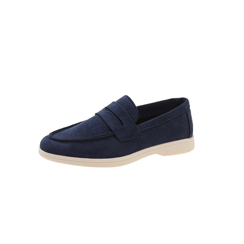 Sapatos Casuais Femininos de Couro Suede com Fivela Metálica, Antiderrapantes e Confortáveis para o Dia a Dia