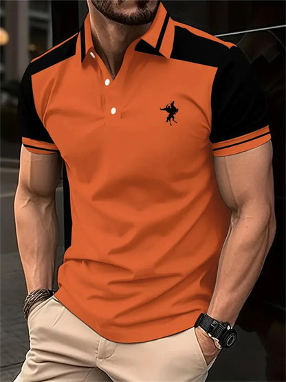 Simples listra cavalo gráfico polo camisas para homens verão moda 3d impresso manga curta camisa polo legal streetwear lapela t
