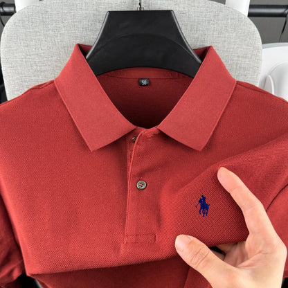 Camisa Polo Masculina de Manga Curta 100% Algodão Puro de Marca de Luxo, Coleção Verão 2026, com Bordado de Pônei, Estilo Golfe e Casual