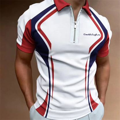 Camisa polo masculina listras manga curta camiseta masculina respirável topos negócios turn down collar streetwear marca de luxo alta qualidade