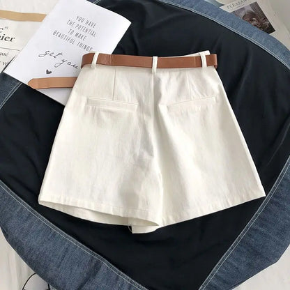 Calções de perna larga feminino cintura alta sólido all-match streetwear casual carga solto ajuste aconchegante chique popular simples básico verão mujer
