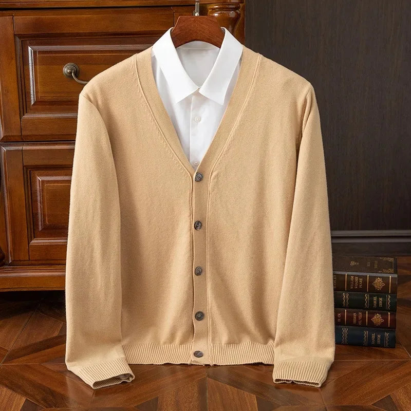 Cardigan de malha masculina solta com decote em v outono inverno camada base camisa frente aberta camisola estilo casual malhas tamanho grande