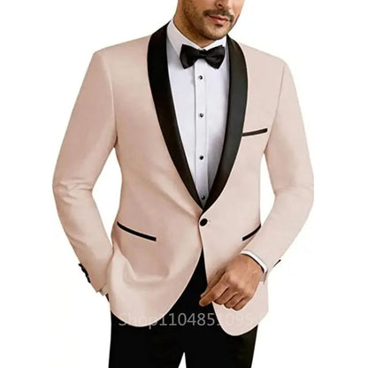 Casual sólido masculino blazer fino ajuste noivo terno de casamento jaqueta moda melhor homem jantar smoking casaco para negócios