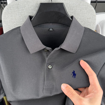 Camisa Polo Masculina de Manga Curta 100% Algodão Puro de Marca de Luxo, Coleção Verão 2026, com Bordado de Pônei, Estilo Golfe e Casual