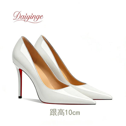 Sapatos femininos da tendência 2026: luxuosos, com sola vermelha, salto alto, bico fino, scarpin agulha de 12 cm, confortáveis para festas e casamentos.
