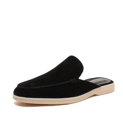 Mules de Camurça Masculinos, Sapatos Casuais Slip-on com Solado Plano, Chinelos Confortáveis para Homens
