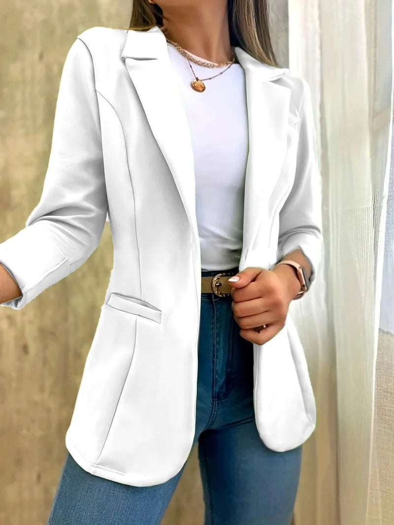 Mulheres outono primavera casaco lapela manga longa formal negócios ol commute jaqueta chaquetas para mujeres