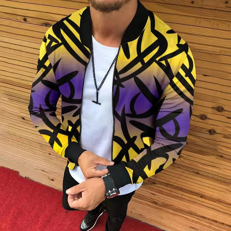 Jaqueta estampada com corte tridimensional masculina, moda casual, comércio exterior, outono e inverno , nova